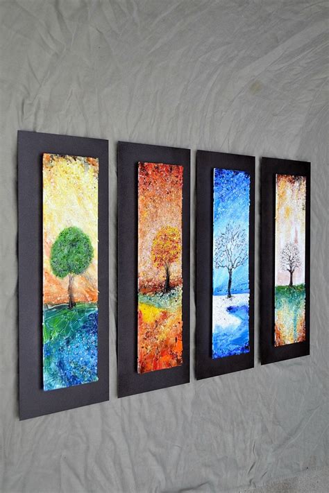 The Four Seasons Fused Glass Wall Art With Textured Relief Etsy Fused Glass Wall Art Glass