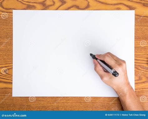 Hand Write On White Paper Stock Image Image Of Draw 64411173