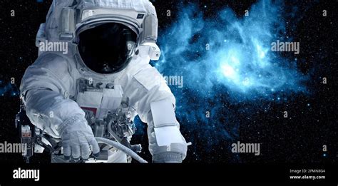 Astronaut Spaceman Do Spacewalk While Working For Space Station In