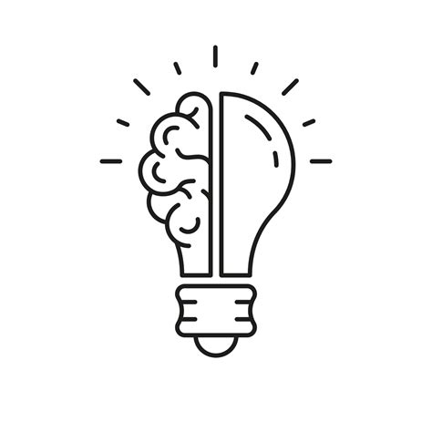 Human Brain And Lightbulb Creative Idea Concept Line Icon Light Bulb