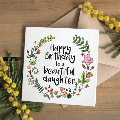 Birthday wishes for daughter turning 21. Floral 'happy Birthday To A Beautiful Daughter' Card By Ivorymint Stationery ...