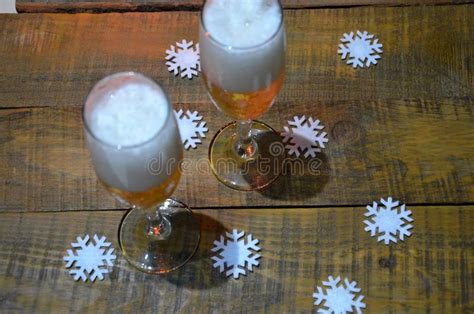 Christmas recipes , holiday beverage recipes. Two Glasses Of Champagne On The Background Of Champagne ...