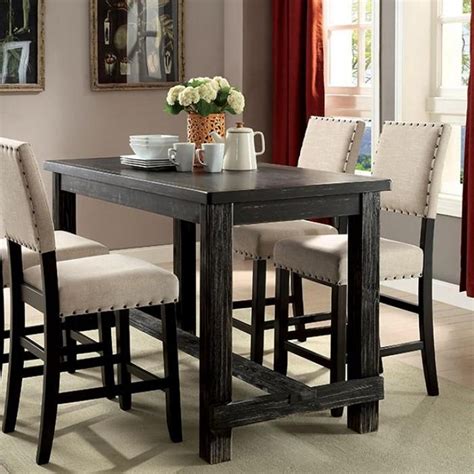 Buy Furniture Of America Cm3324bk Pt Sania Counter Height Table In Antique Black Wood Wood