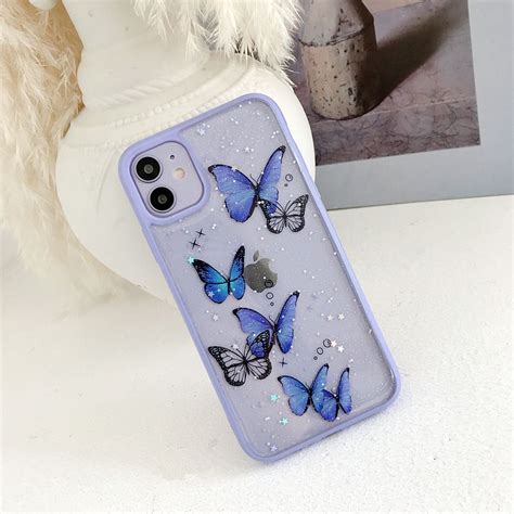 Cute Laser Purple Butterfly Phone Case For Iphone 11 Pro Max Se 2 2020