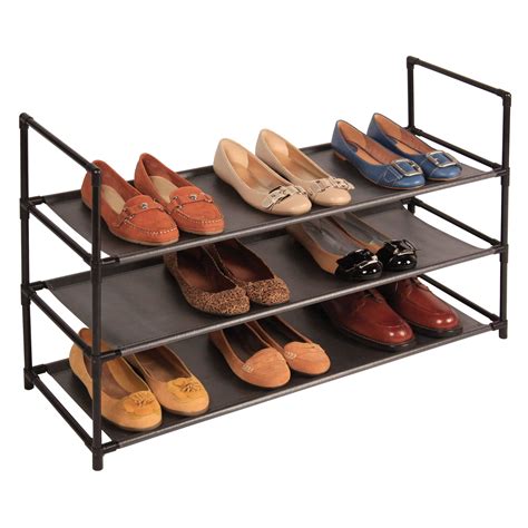 Richards Homewares 3 Tier Free Standing Shoe Rack Fabric Black