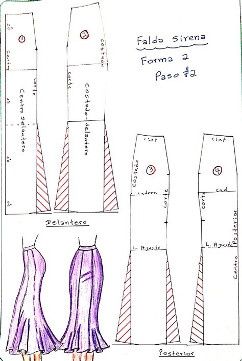 Falda Sirena Forma · 2 A Base De Molde Fashion Sewing Pattern Sewing