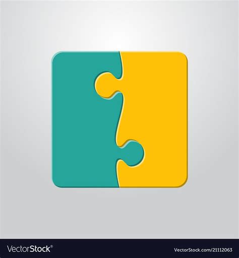 Two Piece Puzzle 2 Step Puzzle Jigsaw Pieces Vector Image On