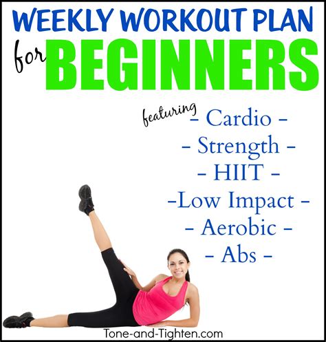 Weekly Workout Plan - 5 days of beginner workouts to tone and tighten ...