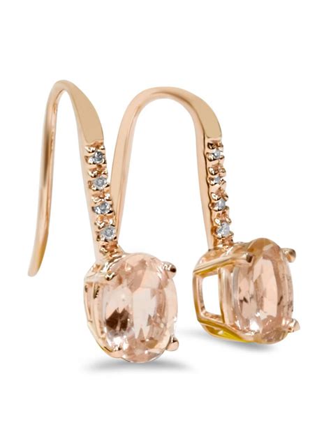 1 15ct Genuine Morganite And Diamond Drop Earrings 14k Rose Gold 34