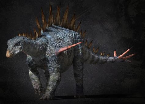 An Artist S Rendering Of A Dinosaur With Spikes On Its Head And Neck