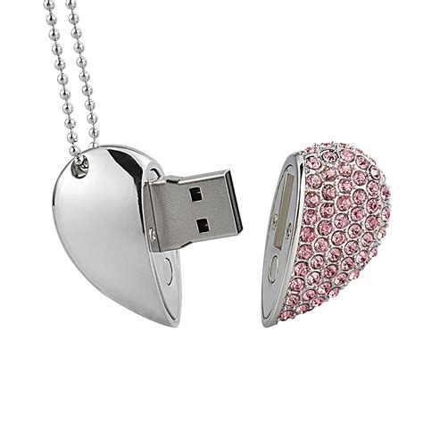 Crystal Loving Heart Shape Jewelry Usb Flash Drive