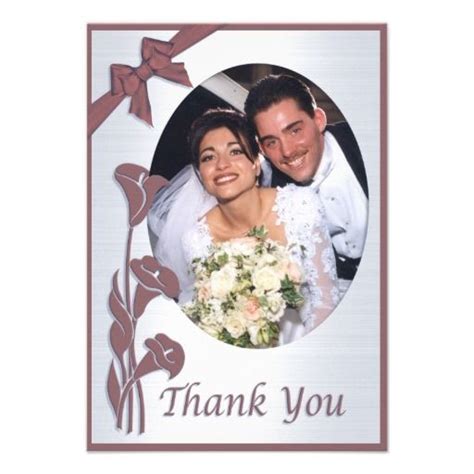 Mauve Pink Calla Lilies Thank You Card With Photo Zazzle Pink Calla