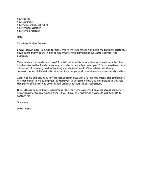Professional Reference Letter Template Word