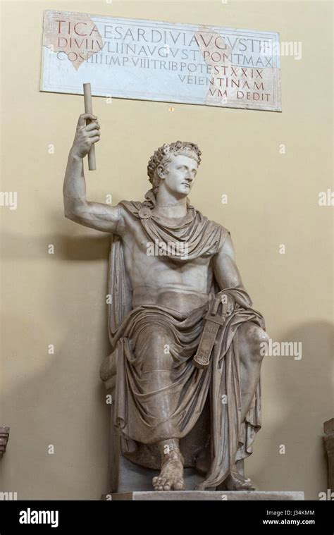 Rome Italy Seated Statue Of Roman Emperor Tiberius 1st Century Ad