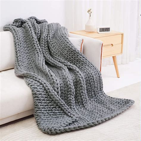 Chunky Knit Blanket Dark Gray 50x60 Inches A Beautiful Giant Etsy