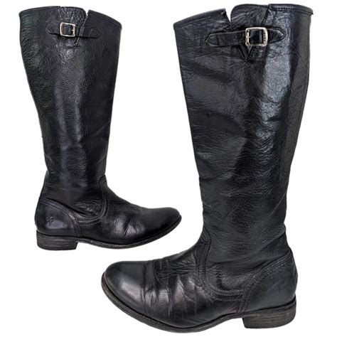 Frye Shoes Frye Melissa Tall Black Leather Riding Boots Buckle Back