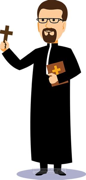 Christian Clipart Clipart Priest With A Bible And Cross Christian