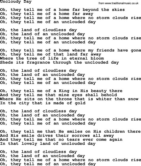 Willie Nelson song: Uncloudy Day, lyrics