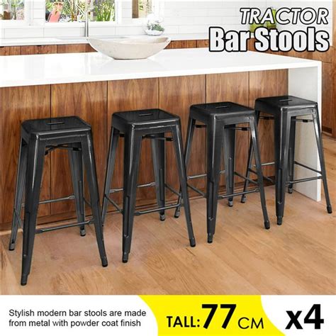 Topeakmart 30 Set Of 4 Metal Bar Stools Vintage Counter Bar Stool