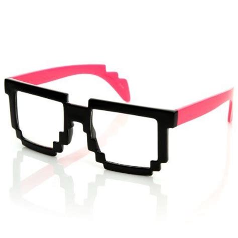 Futuristic Novelty Nerd Geek Gamer Colorful 2 Tone Clear Lens Pixel Glasses Amazon