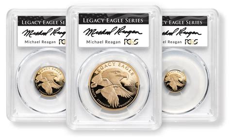 Legacy Eagle Proof Gold 3 Coin Set Pcgs First Day Of Issue Reagan