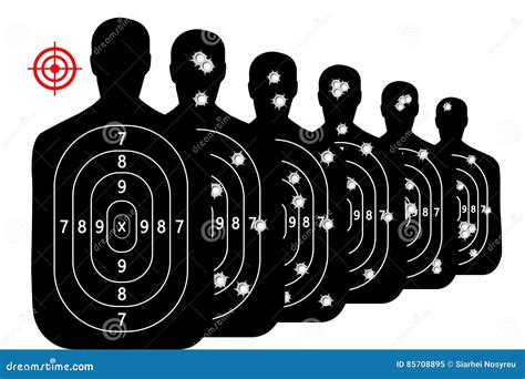 Set Shot Target Shooting Range Background Vector Bullet Holes Stock