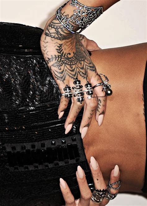 Singer rihanna, hand detail/nail detail/ring detail/tattoo detail, during the 59th grammy awards at staples center on february 12, 2017 in los. rihanna hand tattoo | Tattoos | Pinterest