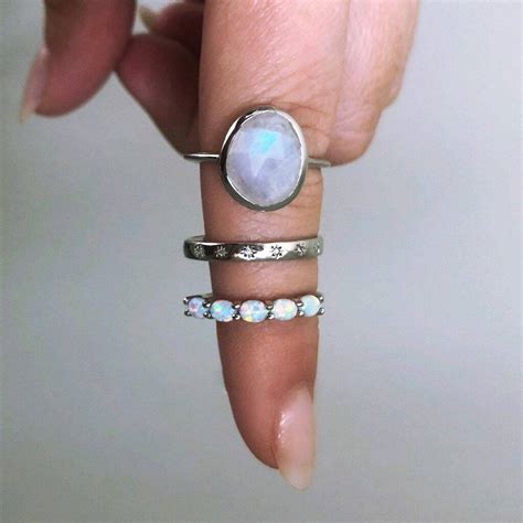 Sterling Silver Semi Precious Stone Ring Moonstone By Carrie Elizabeth