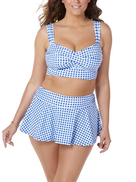 Simply Slim Womens Two Piece Swing Skirt Swimsuit Set