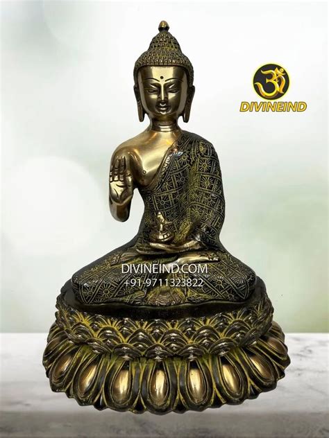 Divineind Multicolor Buddha In The Vitarka Mudra Brass Statue Handmade
