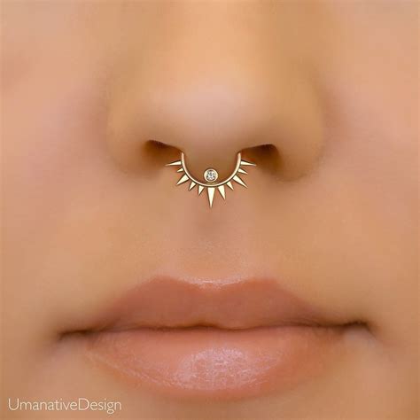 Spike Septum Hoop Diamond Spiky Septum Hoop Pierced Septum Etsy In 2022 Septum Hoop Septum