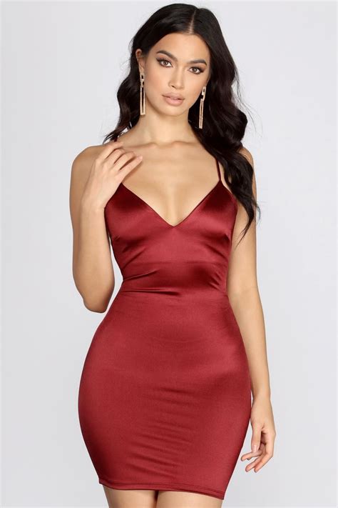 Fuego Satin Mini Dress Windsor Tight Dresses Cute Dresses Short Dresses Red Satin Dress