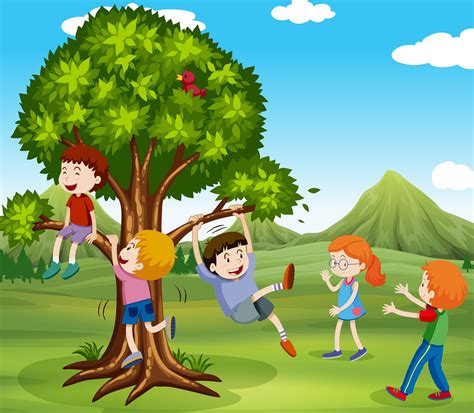 Children Playing In A Park In A Tree 669057 Download Free Vectors