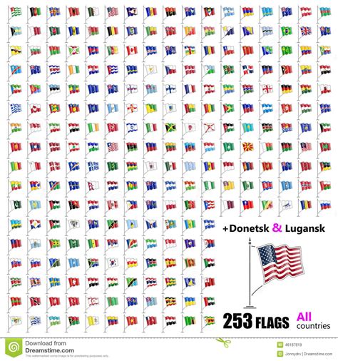 World Flags Collection All Sovereign States Set In Vector Stock