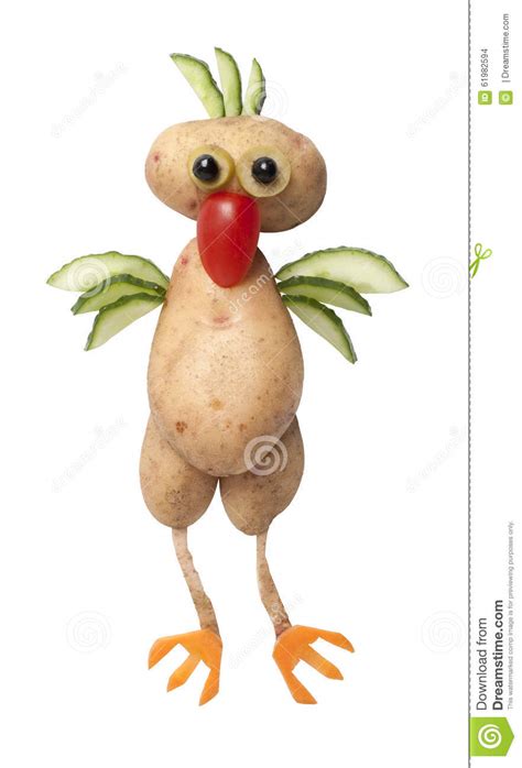 Funny Chicken Made Of Potatoes Stock Photo Image Of Farm