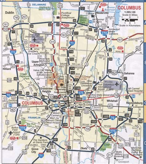 Columbus Ohio Road Map Township Maps Franklin County