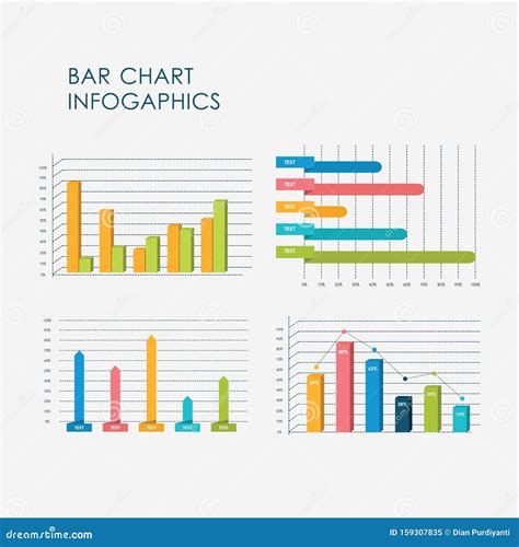 3d Bar Chart Infographics Elements Set Vector Flat Design Sign Icon
