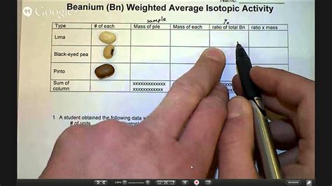 Average atomic mass worksheet answer key from. Beanium (Bn) Pre-Lab Discussion Hangout - YouTube