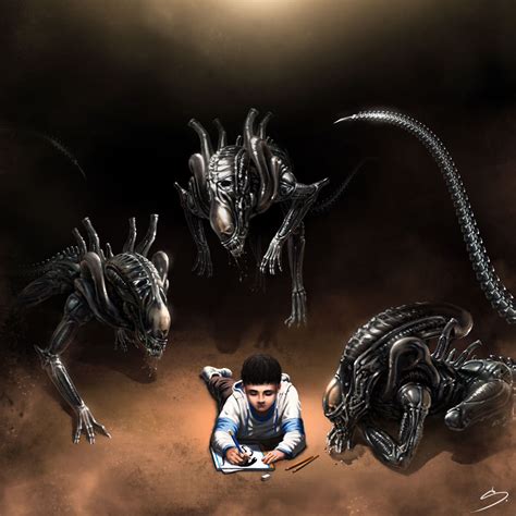 H.R. Giger Tribute - Alien and Me by SkavenZverov.deviantart.com on