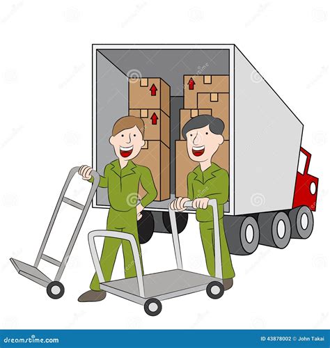 Moving Company Employees And Truck Stock Vector Image 43878002