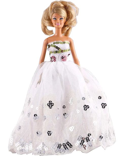 New Fashion Handmade Paillette White Lace Dressparty Dress Clothes Gown For 11 Barbie Doll