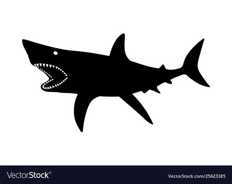 A Black Silhouette Shark Isolated White Royalty Free Vector