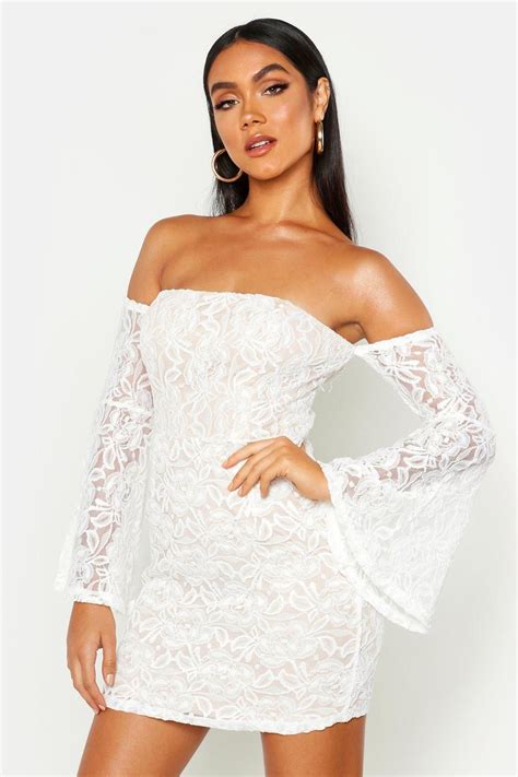 Womens Off The Shoulder Lace Mini Dress White 10 Lace Mini Dress White Mini Dress Bodycon