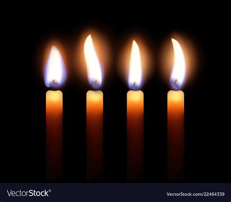 Four Candles Burning In The Dark Light Blur Vector Image
