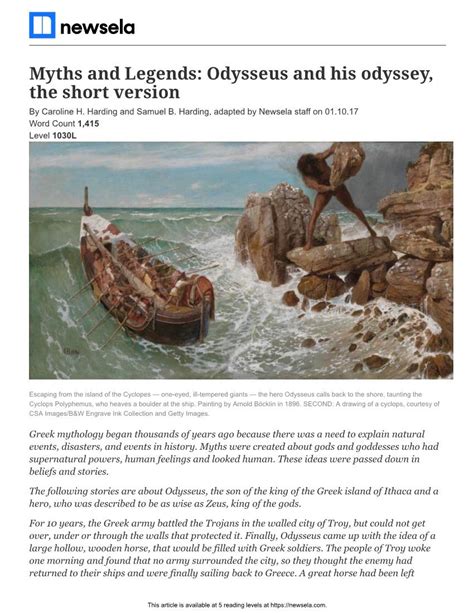 Myths And Legends Odysseus And His Odyssey The Short Version By