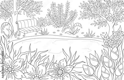 Countryside Landscape Coloring Page For Adult Vector Art At Hot Sex