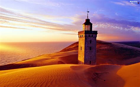 Lighthouse Maritime Sun Dunes West Beautiful Views Wallpapers