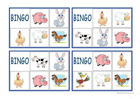 Farm Animals Bingo Printable Printall Printable Bingo Cards
