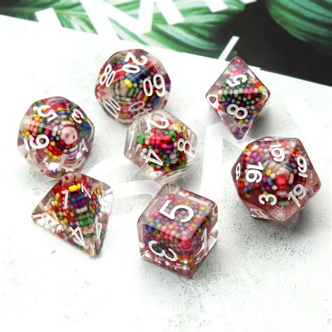 Haxtec Dnd Dice Set 7pcs Rainbow Polyhedral Resin Dice Set With Colorf