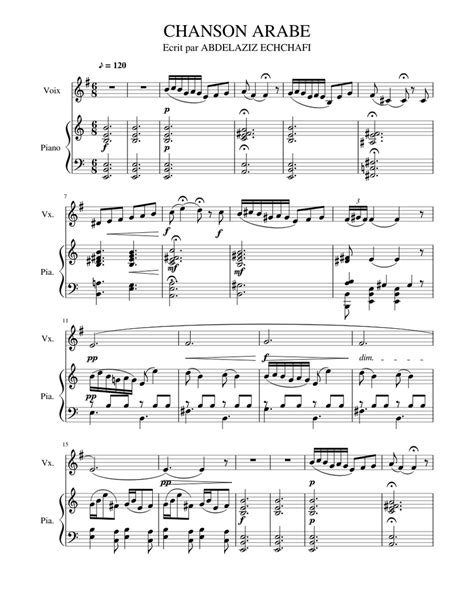 Chanson Arabe Sheet Music For Piano Solo